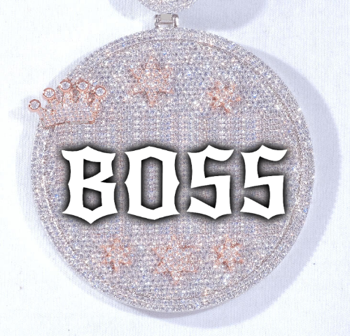 CUSTOM LETTER NECKLACE 3D BIG CROWN DISC