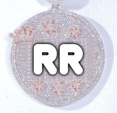 CUSTOM LETTER NECKLACE 3D BIG CROWN DISC