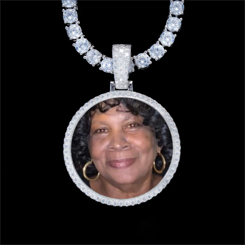 925S & VVS Moissanite 3D Circle Custom Picture Pendant