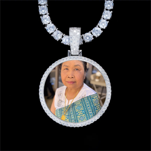 925S & VVS Moissanite 3D Circle Custom Picture Pendant