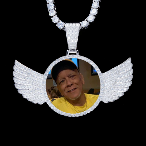 925S & VVS Moissanite 3D Wing Custom Picture Pendant