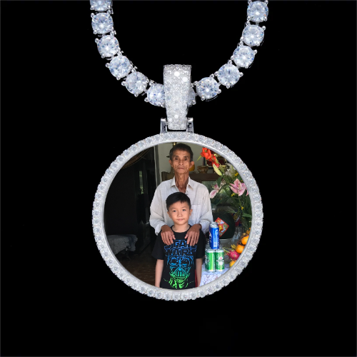 925S & VVS Moissanite 3D Circle Custom Picture Pendant