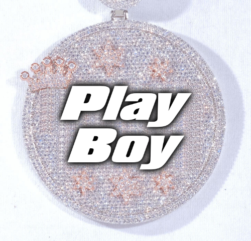 CUSTOM LETTER NECKLACE 3D BIG CROWN DISC