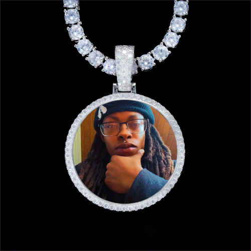 925S & VVS Moissanite 3D Circle Custom Picture Pendant