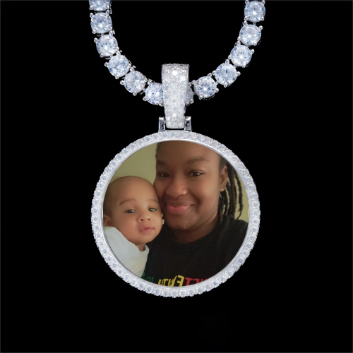 925S & VVS Moissanite 3D Circle Custom Picture Pendant