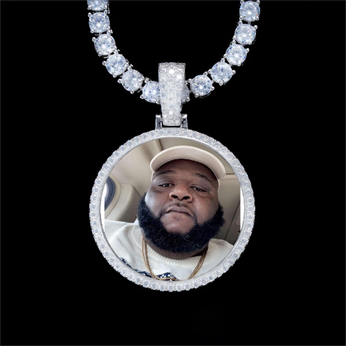 925S & VVS Moissanite 3D Circle Custom Picture Pendant