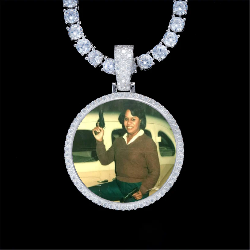 925S & VVS Moissanite 3D Circle Custom Picture Pendant