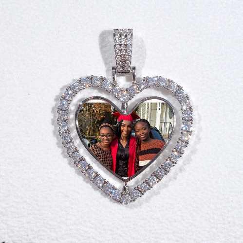 3D Spinning 2-Faced Heart Custom Picture Pendant