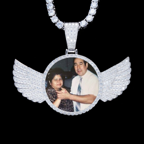925S & VVS Moissanite 3D Wing Custom Picture Pendant
