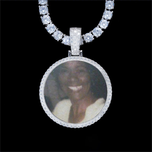 925S & VVS Moissanite 3D Circle Custom Picture Pendant