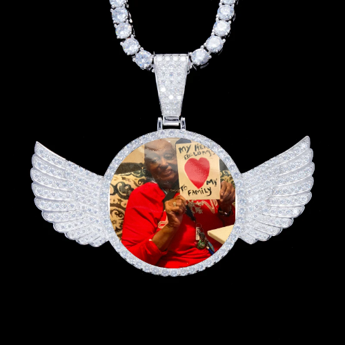 925S & VVS Moissanite 3D Wing Custom Picture Pendant