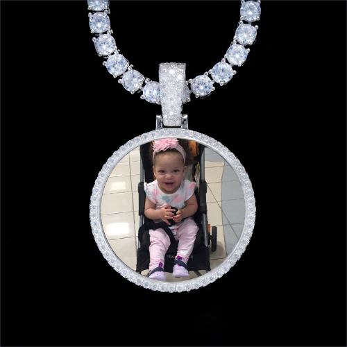 925S & VVS Moissanite 3D Circle Custom Picture Pendant