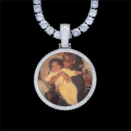 925S & VVS Moissanite 3D Circle Custom Picture Pendant