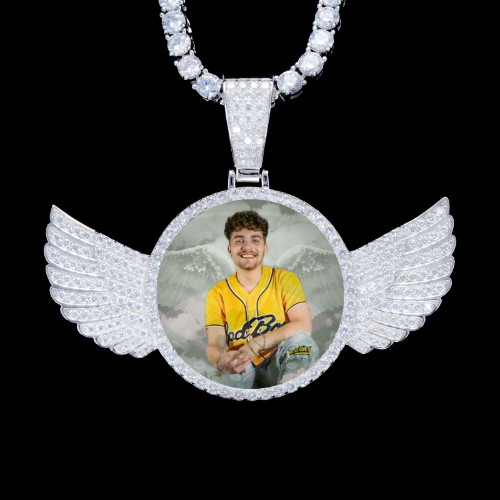 925S & VVS Moissanite 3D Wing Custom Picture Pendant