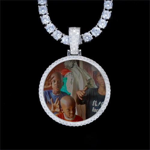 925S & VVS Moissanite 3D Circle Custom Picture Pendant