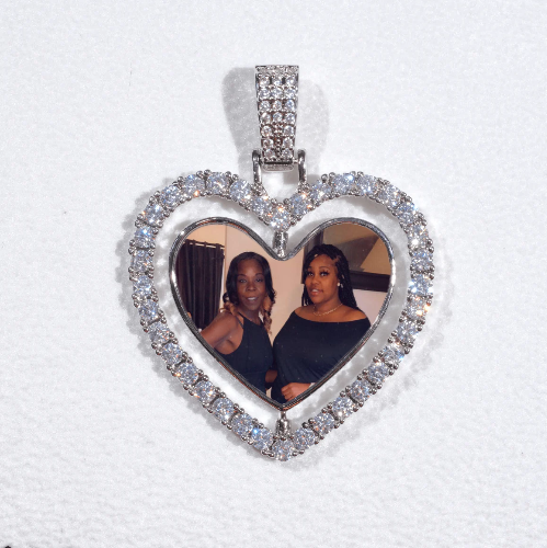 3D Spinning 2-Faced Heart Custom Picture Pendant