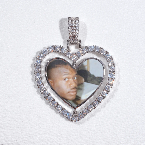 3D Spinning 2-Faced Heart Custom Picture Pendant