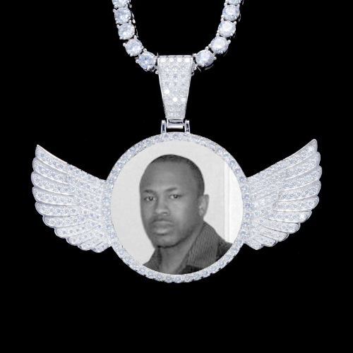 925S & VVS Moissanite 3D Wing Custom Picture Pendant