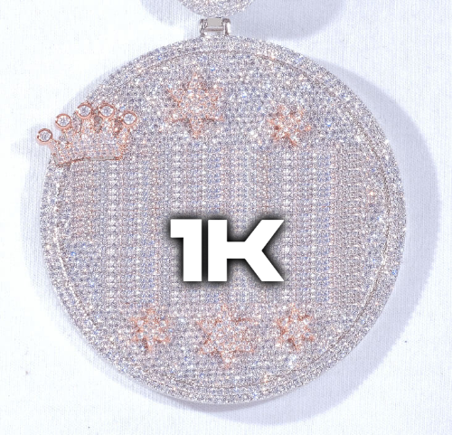 CUSTOM LETTER NECKLACE 3D BIG CROWN DISC