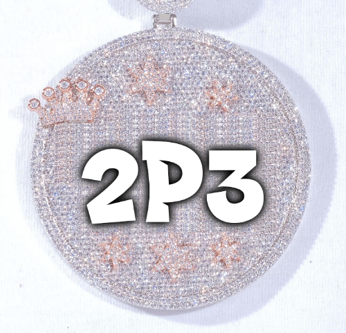 CUSTOM LETTER NECKLACE 3D BIG CROWN DISC