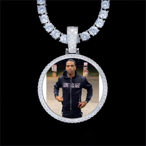 925S & VVS Moissanite 3D Circle Custom Picture Pendant