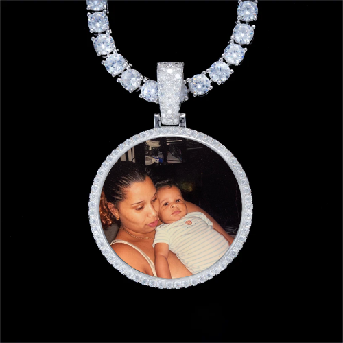 925S & VVS Moissanite 3D Circle Custom Picture Pendant