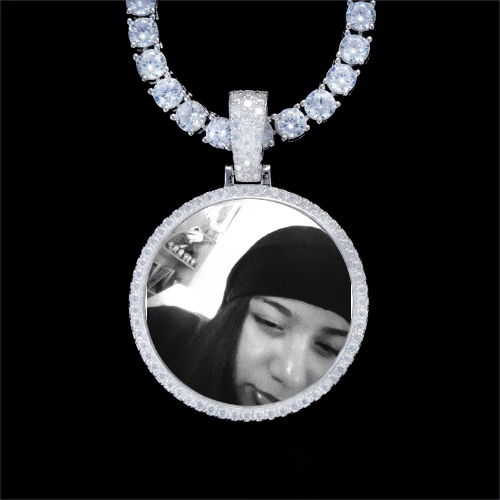 925S & VVS Moissanite 3D Circle Custom Picture Pendant