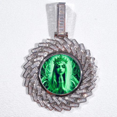 Large 3D Baguette Custom Picture Pendant