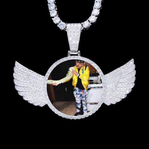 925S & VVS Moissanite 3D Wing Custom Picture Pendant