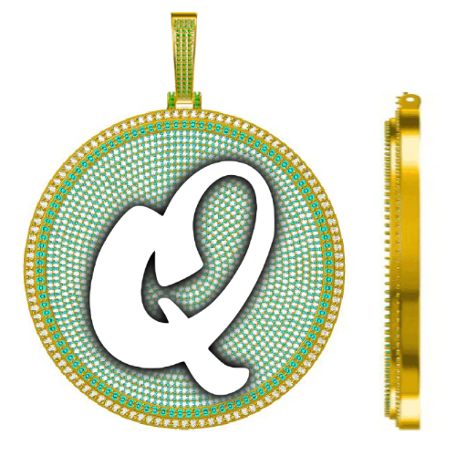 CUSTOM LETTER NECKLACE 3D BIG DISC