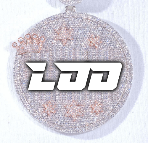 CUSTOM LETTER NECKLACE 3D BIG CROWN DISC