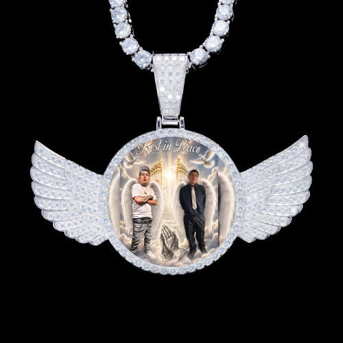 925S & VVS Moissanite 3D Wing Custom Picture Pendant