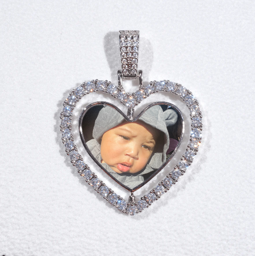 3D Spinning 2-Faced Heart Custom Picture Pendant