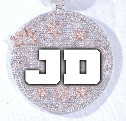 CUSTOM LETTER NECKLACE 3D BIG CROWN DISC