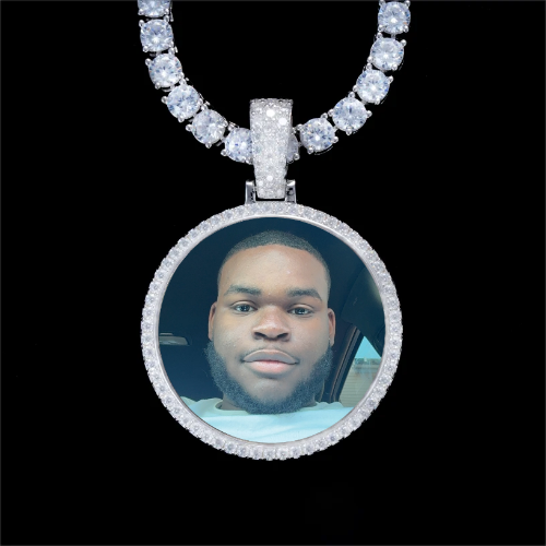 925S & VVS Moissanite 3D Circle Custom Picture Pendant