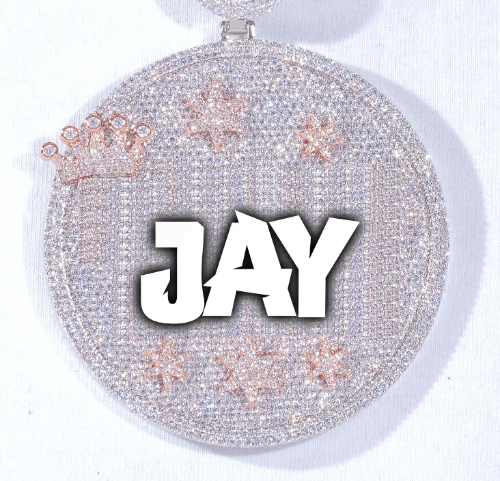 CUSTOM LETTER NECKLACE 3D BIG CROWN DISC