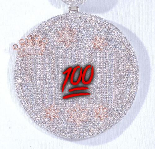 CUSTOM LETTER NECKLACE 3D BIG CROWN DISC
