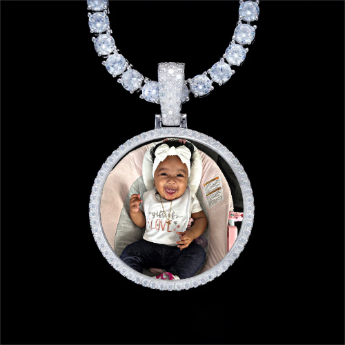 925S & VVS Moissanite 3D Circle Custom Picture Pendant
