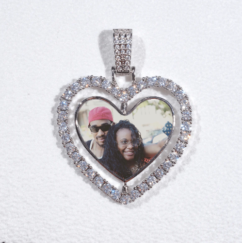 3D Spinning 2-Faced Heart Custom Picture Pendant