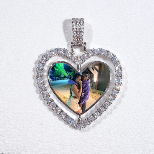 3D Spinning 2-Faced Heart Custom Picture Pendant