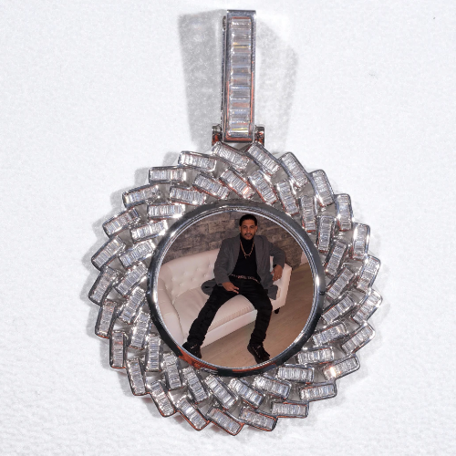 Large 3D Baguette Custom Picture Pendant