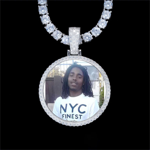 925S & VVS Moissanite 3D Circle Custom Picture Pendant