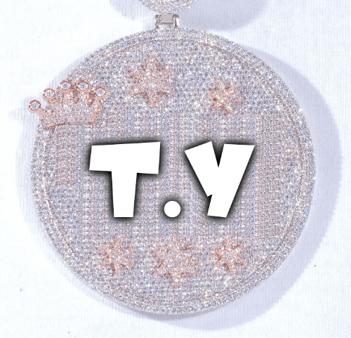 CUSTOM LETTER NECKLACE 3D BIG CROWN DISC