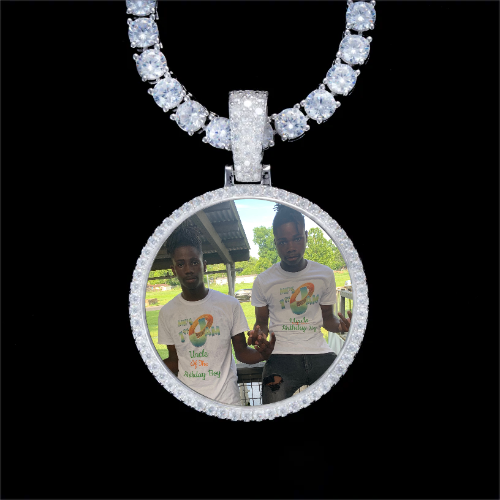 925S & VVS Moissanite 3D Circle Custom Picture Pendant