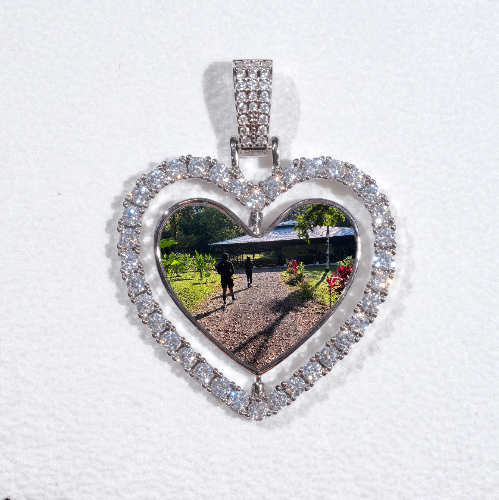 3D Spinning 2-Faced Heart Custom Picture Pendant
