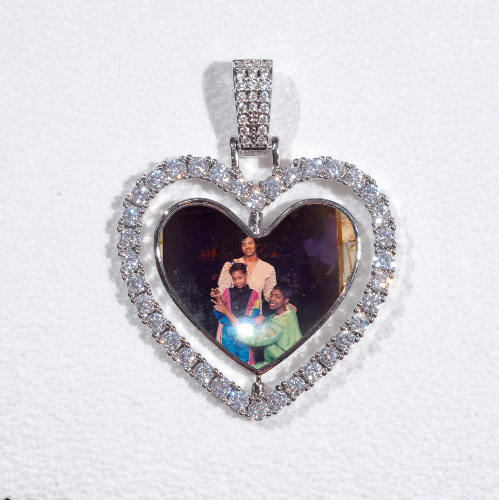 3D Spinning 2-Faced Heart Custom Picture Pendant