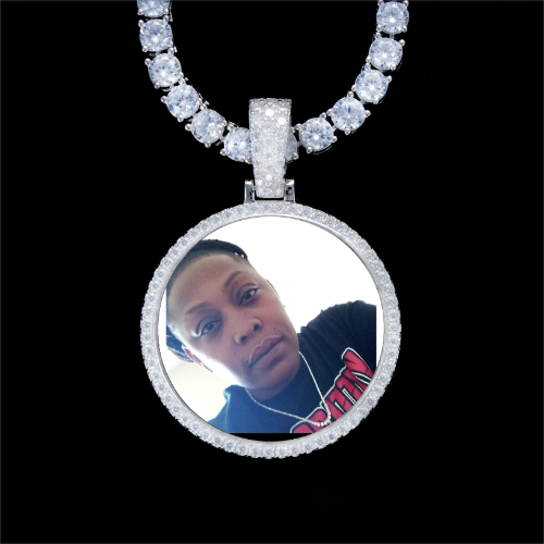 925S & VVS Moissanite 3D Circle Custom Picture Pendant
