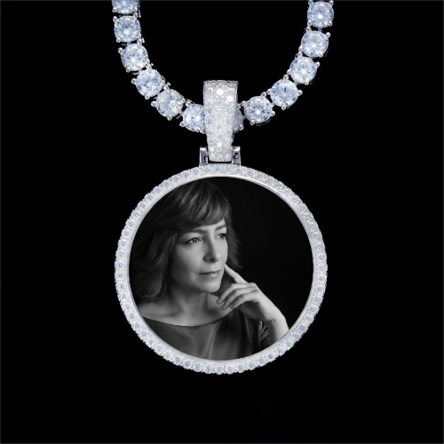 925S & VVS Moissanite 3D Circle Custom Picture Pendant