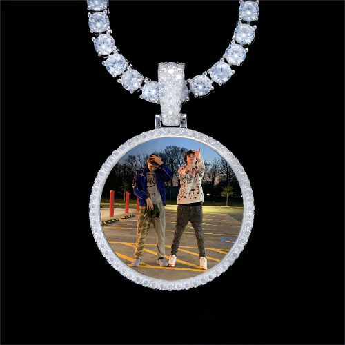 925S & VVS Moissanite 3D Circle Custom Picture Pendant