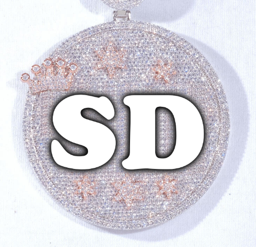 CUSTOM LETTER NECKLACE 3D BIG CROWN DISC